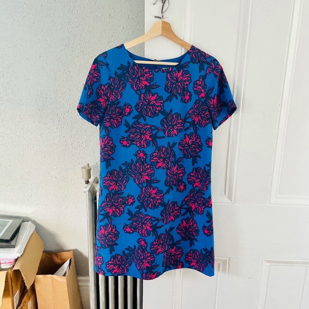 J. Crew Bold Floral Short Sleeve Keyhole Dress 4